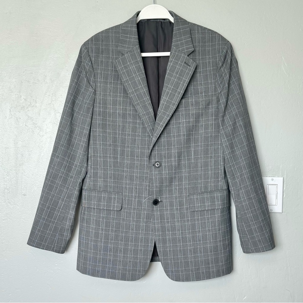 Banana Republic Factory's Tailored-Fit Glen Blue Plaid Suit Jacket Sz 40R